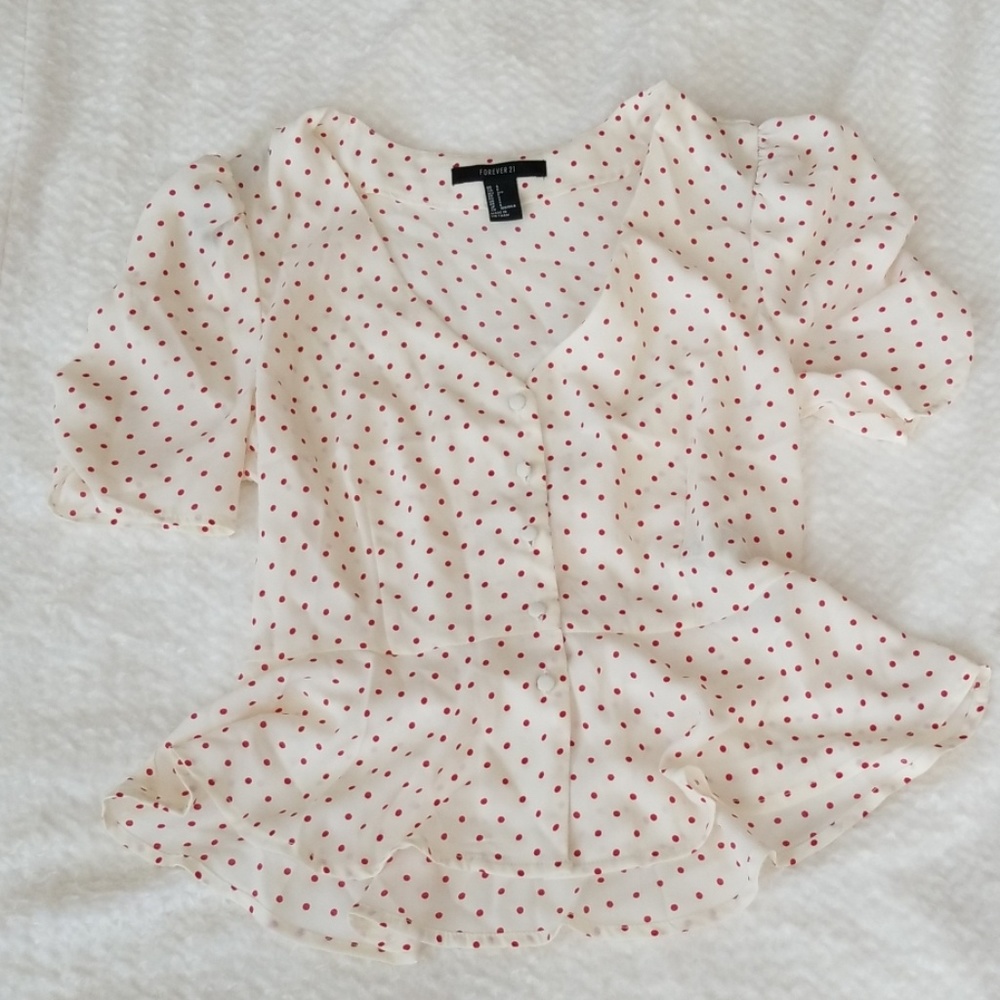 Red polka dot pin up blouse